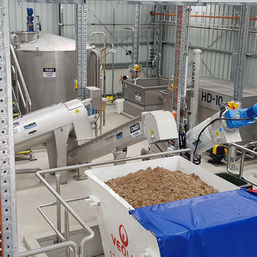 Primary and secondary DAF systems and WAS dewatering for a MBBR process at a food processing facility.